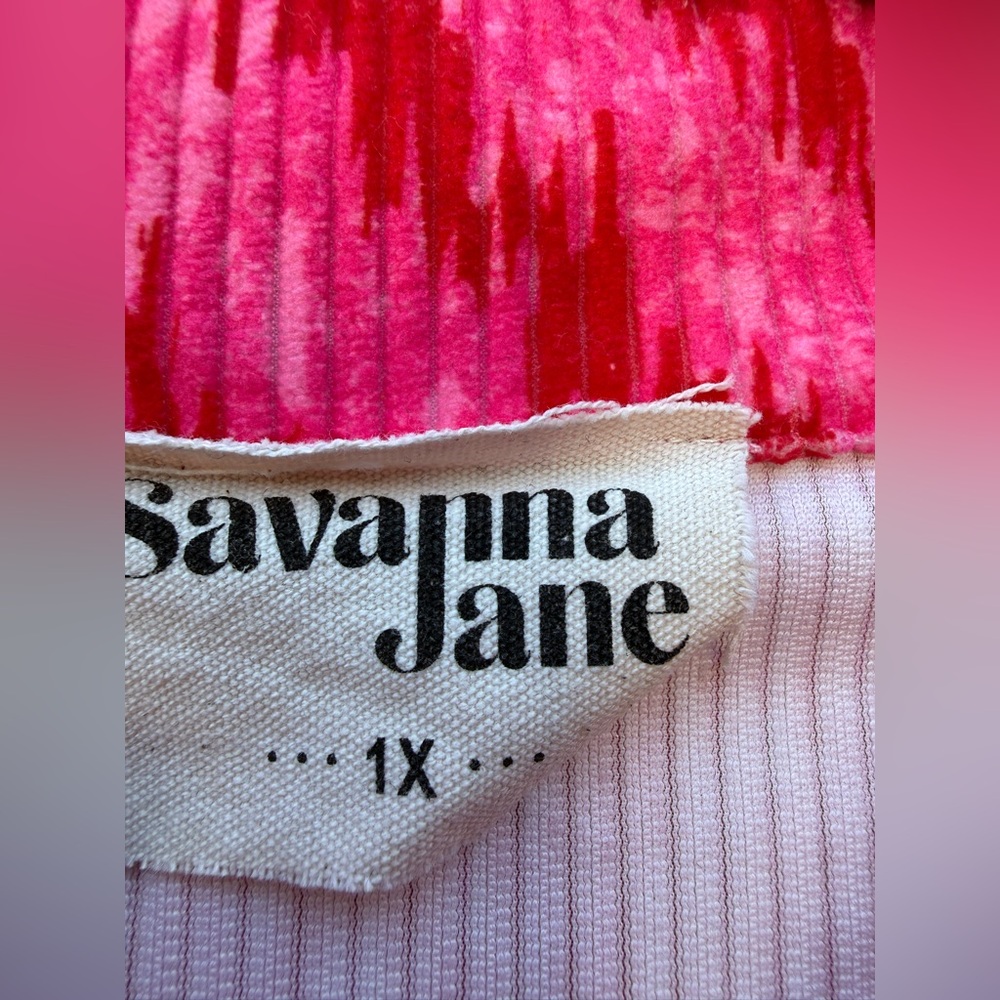 Savanna Jane Pink Patterned Button-Front Shirt Ja… - image 6